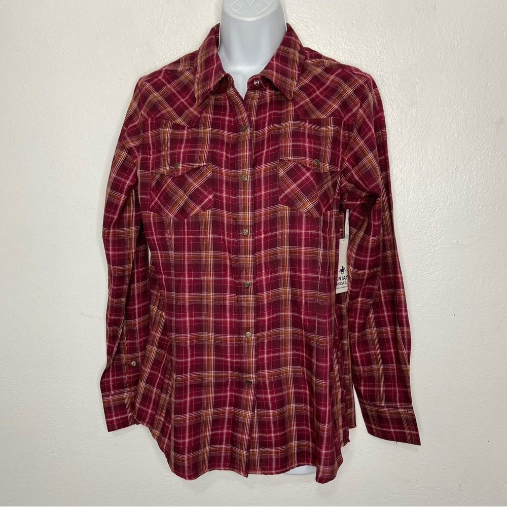 Ariat Real Shirt Plaid LS Snap Top NWT - Picture 6 of 9